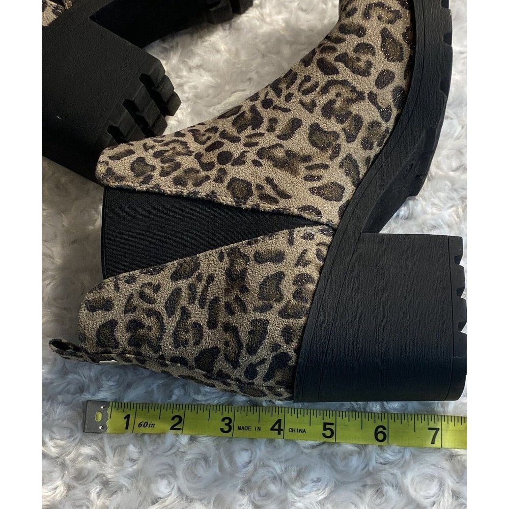 Xappeal Size 9 Laura Chunky Heeled Booties Cheetah Print Gold Fleck - Picture 9 of 10